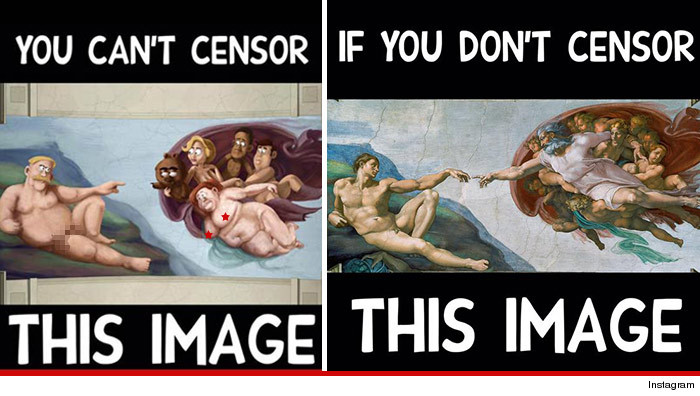 Naked demonstrators protest censorship at Facebook and Instagram