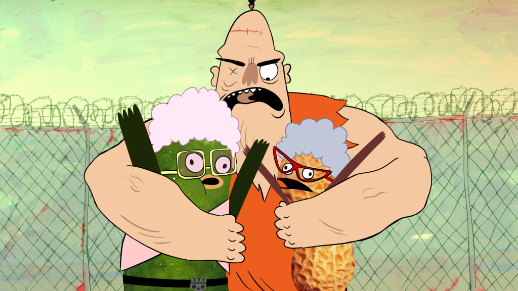 PICKLE AND PEANUT - "Gramma Jail" - When Pickle and Peanut accidentally get the sweet elderly Mam Mams arrested, they have to break her out of "gramma jail" before inmate Psycho Cyclops can get to her. The series premiere of "Pickle and Peanut" will air Monday, September 7 (9:00 p.m., ET/PT) on Disney XD.(Disney XD) PICKLE, PSYCHO CYCLOPS, PEANUT