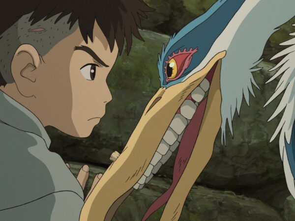 Mahito confronts the heron in The Boy and the Heron.